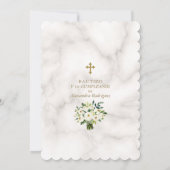 Weißcreme-Blume Spanisch 1. Geburtstag Taufe Einladung (Rückseite)