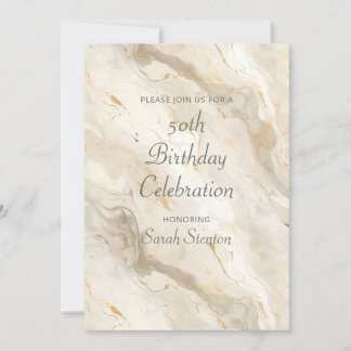 Weißcreme-Marmor 50. Geburtstag Einladung