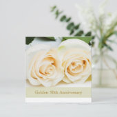 Weißcreme-Rose, 50. Hochzeitstag Einladung (Stehend Vorderseite)