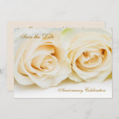 Weißcreme-Rose Jubiläum Save the Date (Vorne/Hinten)