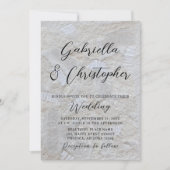 Weißcrememuster Schwarze Kalligraphie Hochzeit Einladung (Vorderseite)