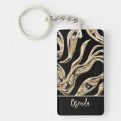 Weißdiamanten, abstrakte Goldgrenzenformen Schlüsselanhänger (Vorderseite)