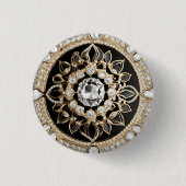 Weißdiamanten und Goldkreismandala Button (Vorderseite)
