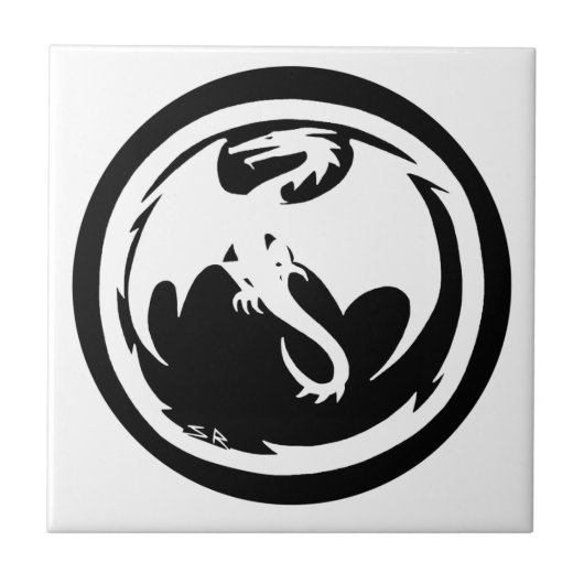 Weißdrache kleine Kachel (Vorderseite)