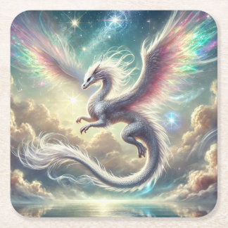 Weißdrache Rechteckiger Pappuntersetzer