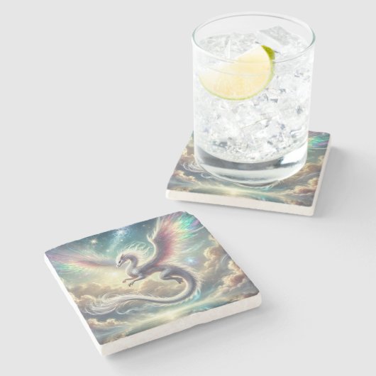 Weißdrache Steinuntersetzer (Seitenansicht)