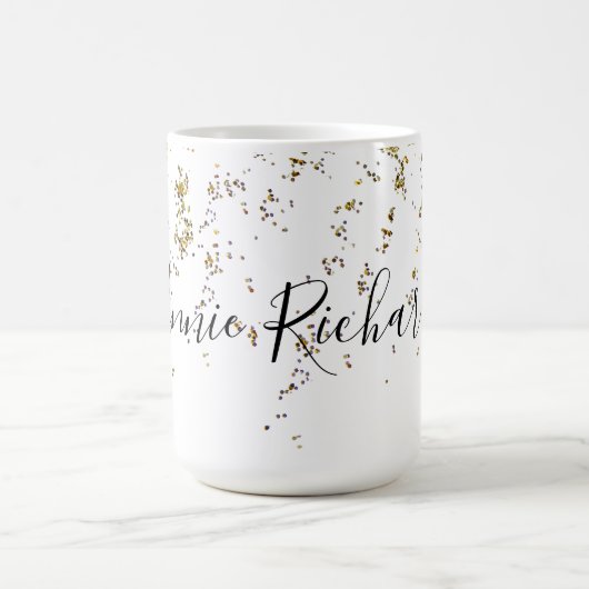 weiße 15 oz Combo-Tasse mit ihrem Namen & Glitzer Kaffeetasse (Mittel)