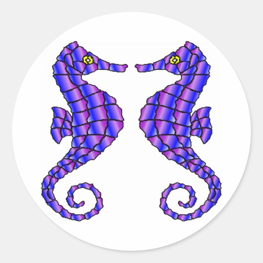 Weiße 2 Seepferde Runder Aufkleber (Vorderseite)