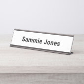 Weiße 2x8-Namensplatte für Schreibtisch oder Wanda Schreibtischnamensplakette (Vorderseite )