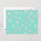 Weiße 3-D-Schneeflocken auf Aquarellhöhe Postkarte (Vorne/Hinten)