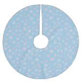 Weiße 3-D-Schneeflocken auf eisblauem Hintergrund Polyester Weihnachtsbaumdecke (Vorderseite)