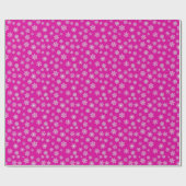 Weiße 3-D-Schneeflocken auf fuchsienrosa Hintergru Geschenkpapier (Flach)