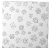Weiße 3-D-Schneeflocken auf weißem Hintergrund Fliese (Vorderseite)