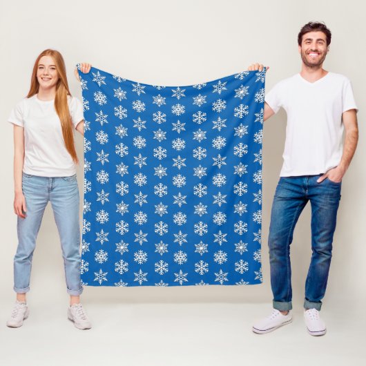 Weiße 3-D-Schneeflocken, individueller Hintergrund Fleecedecke (Beispiel)