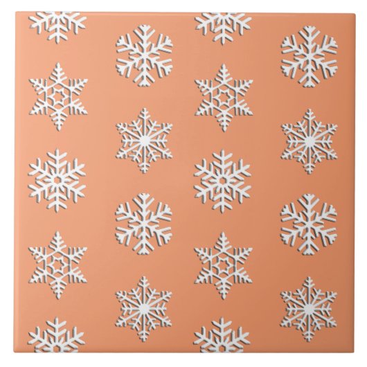 Weiße 3-D-Schneeflocken, individueller Hintergrund Fliese (Vorderseite)