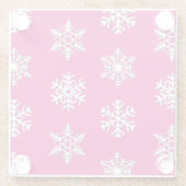 Weiße 3-D-Schneeflocken, individueller Hintergrund Glasuntersetzer (Rückseite)