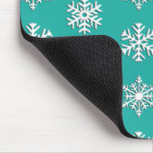 Weiße 3-D-Schneeflocken, individueller Hintergrund Mousepad (Ecke)