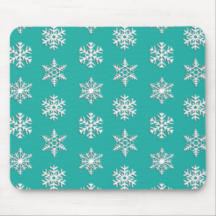 Weiße 3-D-Schneeflocken, individueller Hintergrund Mousepad