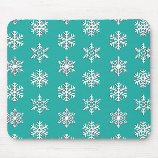 Weiße 3-D-Schneeflocken, individueller Hintergrund Mousepad (Vorne)