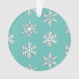 Weiße 3-D-Schneeflocken, individueller Hintergrund Ornament