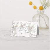 Weiße 3D-Blumen-Bogenhochzeit Platzkarte (Rückseite)