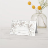 Weiße 3D-Blumen-Bogenhochzeit Platzkarte (Vorderseite)