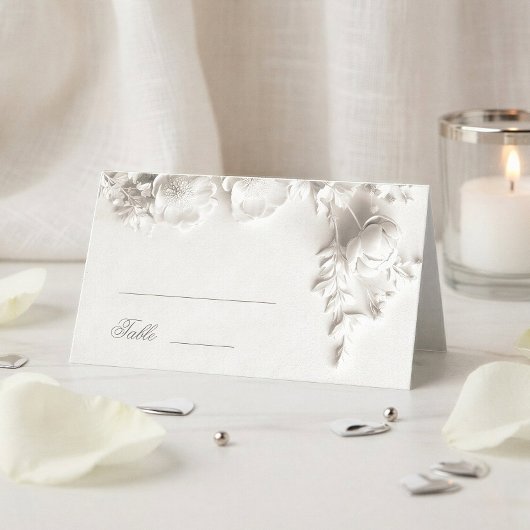 Weiße 3D-Blumen-Hochzeit Platzkarte