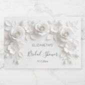 Weiße 3D-Blumenrosen-Braut-Show Schaumweinetikett (Einzelnes Label)