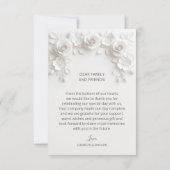 Weiße 3D-Blumenrosen Dankeschön-Karte Dankeskarte (Rückseite)