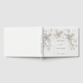 Weiße 3D-Blumenrosen | Hochzeit Gästebuch (Voll)