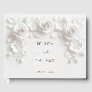 Weiße 3D-Blumenrosen Hochzeit Gästebuch