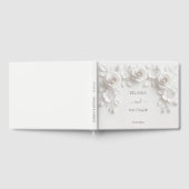 Weiße 3D-Blumenrosen | Hochzeit Gästebuch (Voll)