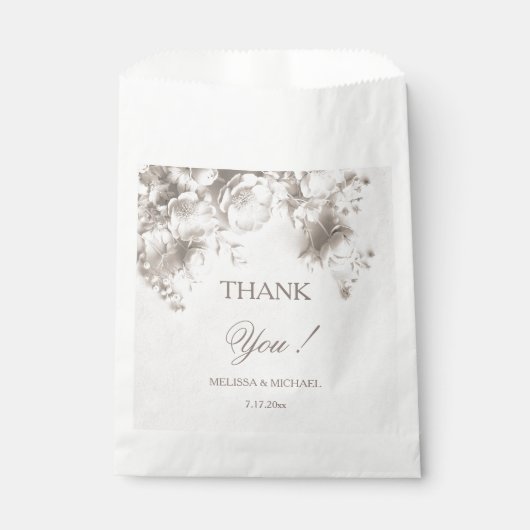 Weiße 3D-Rosen Hochzeit Danke Geschenktütchen (Vorderseite)