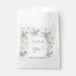 Weiße 3D-Rosen Hochzeit Danke Geschenktütchen