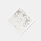 Weiße 3D-Rosen | Hochzeit Serviette (Ecke)