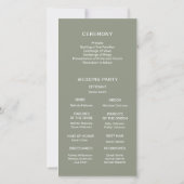 Weiße 3D-Rosen Salbeigrün | Hochzeitsprogramm (Rückseite)