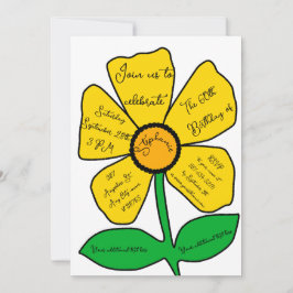 Weiße 60. Geburtstags-Gold-Doodle-Blume Einladung