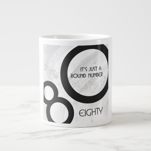 Weiße 80-Jahrzehnte Geburtstag Jumbo-Tasse (Vorderseite)