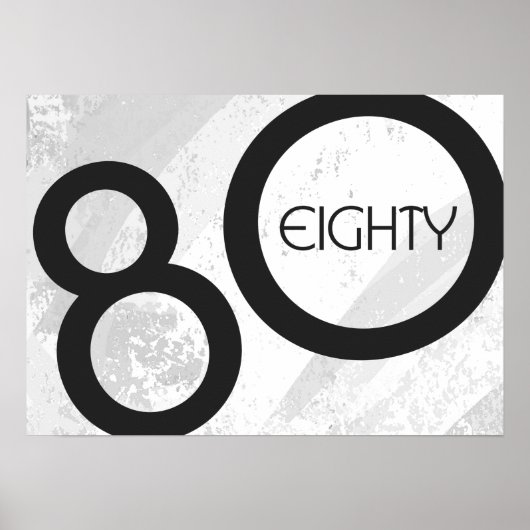 Weiße 80-Jahrzehnte Geburtstag Poster (Vorne)