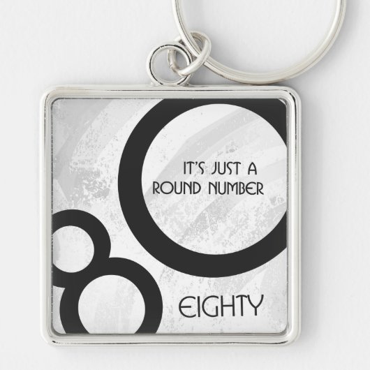 Weiße 80-Jahrzehnte Geburtstag Schlüsselanhänger (Vorne)