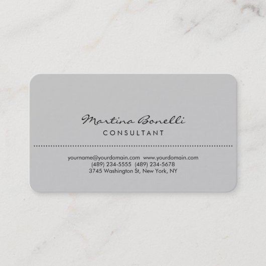 Weiße abgerundete Corner Light Gray Business Card Visitenkarte (Vorderseite)
