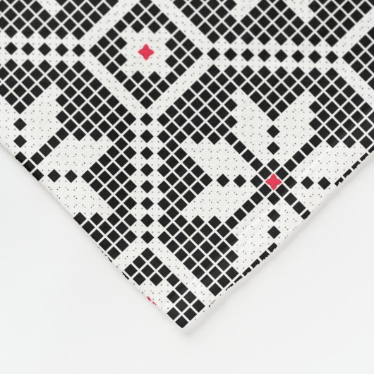 Weiße abgeschiedene Spitze auf schwarzem Hintergru Fleecedecke (Ecke)