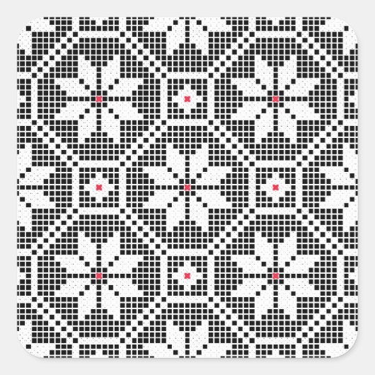 Weiße abgeschiedene Spitze auf schwarzem Hintergru Quadratischer Aufkleber (Vorderseite)