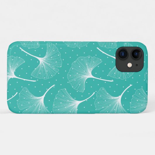 Weiße abstrakte Blätter auf minzgrün Case-Mate iPhone Hülle (Rückseite (Horizontal))