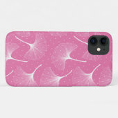 Weiße abstrakte Blätter im rosa Hintergrund Case-Mate iPhone Hülle (Rückseite (Horizontal))