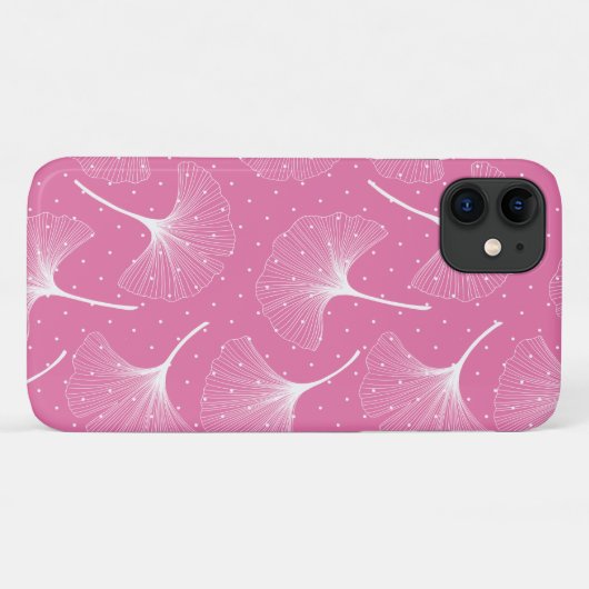 Weiße abstrakte Blätter im rosa Hintergrund Case-Mate iPhone Hülle (Rückseite (Horizontal))