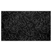 Weiße abstrakte Doodles auf dunkelschwarzem Hinter Stoff (Fat Quarter (45,7 x 55,9 cm))