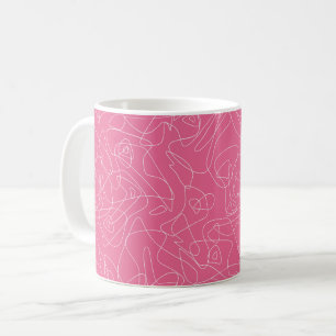 Weiße abstrakte Doodles auf rosa Untergrund Kaffeetasse