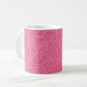 Weiße abstrakte Kritzeleien auf rosa Hintergrund Kaffeetasse