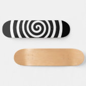 Weiße abstrakte Spiralkreis auf Schwarz Skateboard (Horizontal)